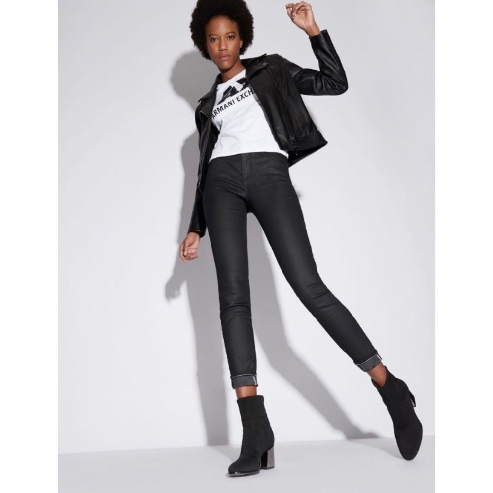A/X Armani Exchange J01 Super Skinny Coated Black Jeans 29 - Picture 2 of 11